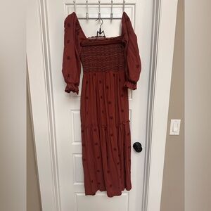 Burgundy Smocked Dress